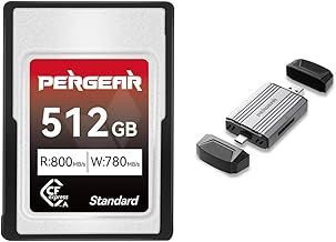 Pergear Standard Series 512GB CFexpress Type A Memory Card, Up to 800MB/s Read Speed & 780MB/s Write Speed for 4K 120P, 8K 30P Recording(with Card Reader), Compatible for Sony Alpha & FX Cameras