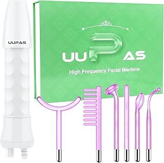 High Frequency Facial Wand - UUPAS 6 in 1 Violet Portable Handheld High Frequency Skin Facial Machine with 6 Pcs Purple Tubes for Face Home Use Device