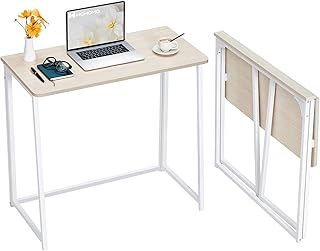 WOHOMO Folding Desk,Small Foldable Desk 80cm for Small Spaces,Space Saving Computer Table Writing Workstation for Home Office,Easy Assembly,Oak