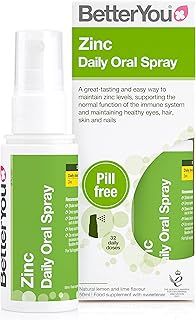BetterYou Zinc Oral Spray Supplement, Fast Acting Zinc Bisglycinate Chelate Supplement for Immune System Support, 1-Month Supply, Made in The UK, Natural Lemon and Lime Flavour