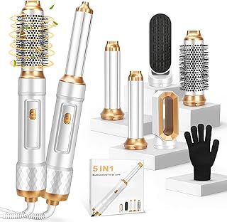Hair Styler 5 in 1, Hot Air Stylers Hair Dryer Set-with Curlers, Straighten, Volumise and Hairdryer Brushes for Styling, for All Hair Types Negative Ion Hair Care