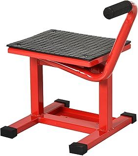 DURHAND 150KG Steel Motorcycle Lift Rubber Platform, Crank Lift Manual Repair Clean Hoist Table Assist Off-Road Dirt Bike Stand, 27.5/39.5H cm, Red