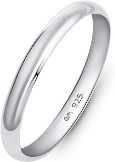 Amberta Women 925 Sterling Silver Wedding Band Ring