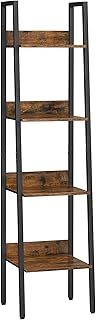VASAGLE LLS129B56 5-Tier Narrow Ladder Shelf for Home Office, Living Room, Bedroom, Kitchen, Industrial Use, Ebony Black and Ink Black