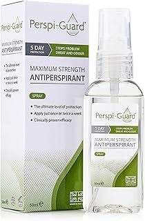 Perspi-Guard Maximum Strength Antiperspirant Spray, Strong Deodorant for Excessive Sweating & Hyperhidrosis Treatment, Lasts up to 5 Days - Unscented (50ml)