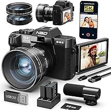 NBD 5K Digital Cameras for Photography - 48MP/60FPS Video Camera for Vlogging, WiFi & App Control, YouTube Vlogging Camera with 32GB TF Card，52mm Wide Angle and Macro Lens (Brown)