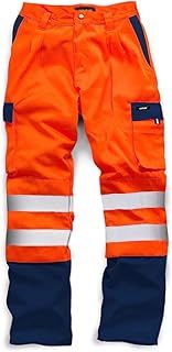 Mens Hi Vis Viz Plain & 2 Tone Polycotton Safety Work Trousers EN471 Class 1