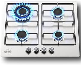 Gas Hob 4 Burners Hobsir Built-in Gas Cooktop with with Flame Failure Protection 60cm Stainless Steel LPG/NG Convertible Included Plug