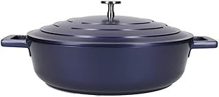 MasterClass Shallow Casserole Dish with Lid 4 Litre/28 cm, Lightweight Cast Aluminium, Induction Hob and Oven Safe, Blue