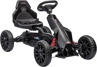 HOMCOM Children Pedal Go Kart, Kids Ride On Race with Adjustable Seat, Swing Axle, Shock Absorption EVA Tyres, Handbrake, for Ages 3-8 Years, Black