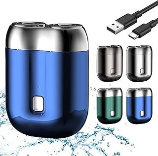 Electric Razor for Men, 2025 New Mini Electric Shaver, Rechargeable Waterproof Compact Electric Shaver, Cordless Double Head Razor Shaving Machine, Electric Portable Razors (Blue)