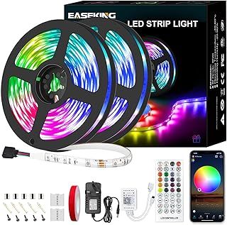 Led Strip Light Outdoor IP65 Waterproof App and IR Remote Control, Led Lights for Bedroom Cuttable and Linkable, Led Strips for Room Decor RGB Led Strip (10M/32feet)