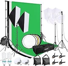Softbox Lighting Kit,2.6m x 3m Background Support System with Sandbag,3 Color Cotton Backdrops,135W CFL Bulbs,85W LED Bulbs, Softbox Kits for Photo Studio,Portrait,Video Shooting