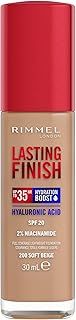 Rimmel Lasting Finish 35Hr Foundation 200 Soft Beige, Full Coverage, Hydrating, SPF20, Hyaluronic Acid, Vitamin E, 2% Niacinamide, All Day Wear, Vegan, Cruelty Free