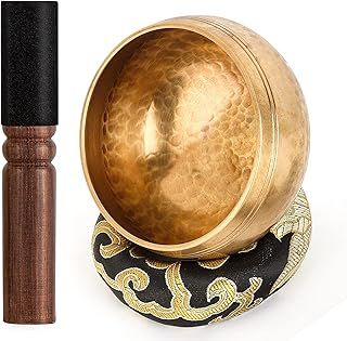 Tibetan Singing Bowls Set-100% Hand-hammered in Nepal Sound Bowl for Meditation, Yoga, Chakra, Meditation Accessories, Unique Christmas Xmas Gifts for Women, Men (8 cm) (8 x 5 cm)