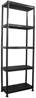 5 Tier 60cm Wide Heavy Duty Black Plastic Shelving Unit Storage Organiser Garage Home Pantry Racking Shelf Shelves Workbench Workman Bays Racking Tools Paint Stationary Parts (1)