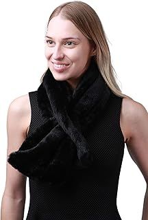 Woman Soft Winter Double Sided Fluffy Faux Fur Warmer Scarf Style in Two Ways
