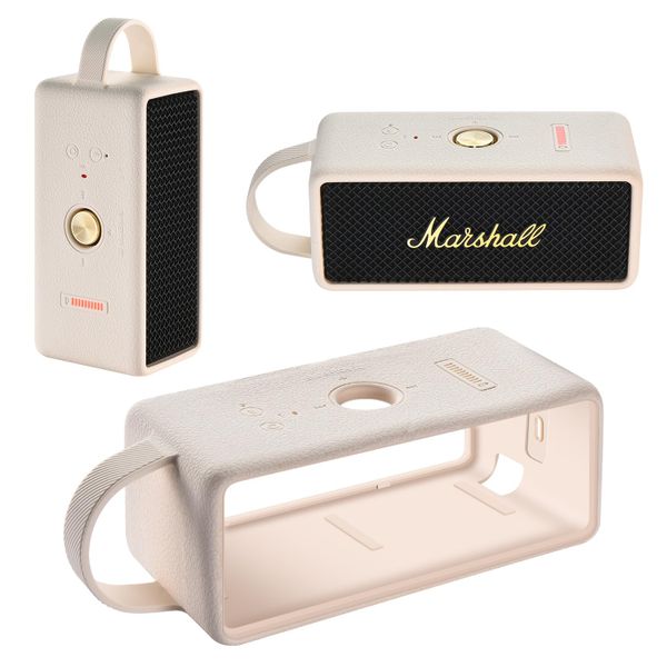 Yaowanguan Silicone Case for Marshall Emberton III Portable Bluetooth Speaker,Emberton 3rd Portable Travel Sleeve Protective Skin Carrying Cover(Cream)