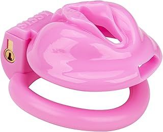 Adult Men's Toy Resin Light Material Pink cage Sex Gift for Valentine's Day Male Chastity Equipment Lock with 4 Rings Chastity Sex Toy for Male S