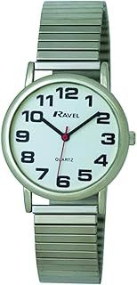 Unisex Easy Read Watch with Big Numbers on Stainless Steel Expander Bracelet