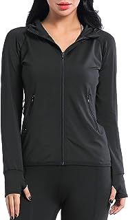 Women's Running Jacket Long Sleeve Gym Sports Hoodie with Zip Side Pocket