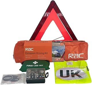 RAC European Driving Kit – Essential Car Travel Kit for Roadside Emergency & Breakdown in Europe – Includes First Aid Kid, Hi-Vis Vest, Spare Bulb Kit, UK Car Sign & Warning Triangle