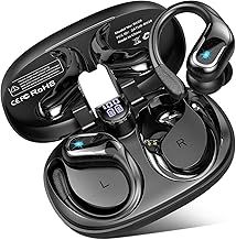 Wireless Earbuds, 2025 Bluetooth 5.4 Headphones Sport, 75H Stereo Wireless Earphones with 4 ENC Noise Canceling Mic, IP7 Waterproof Ear Buds with Earhooks, LED Display Wireless Headphones for Running