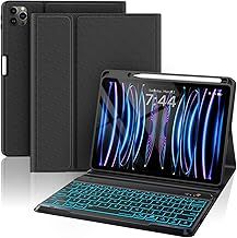 Enlarged Keycap Keyboard with Case for iPad Pro 12.9 Inch 6th Generation, Anti-Fall Keycap Backlit Keyboard for iPad Air 13 (M2 2024), Detachable Keyboard Case for iPad Pro 12.9 5th/ 4th/ 3rd Gen