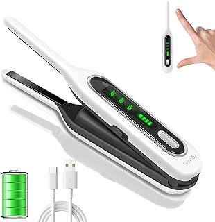 SUNMAY Voga Mini Cordless Hair Straightener for Short Hair, 3/10 Inch Small Pencil Flat Iron for Pixie Cut and Beard, Portable 2 in 1 Wireless Straightener and Curler for Travel, 5000mAh Battery