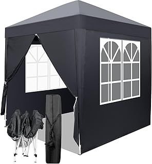 Bonnlo Pop Up Gazebo with Sides 2m x 2m, Easy Setup Instant Outdoor Canopy, Folding Garden Gazebo, Party Tent Grey