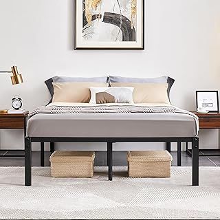 Yaheetech 41cm King Bed Frame Metal Solid 5ft Kingle Platform Bed with Heavy Duty Stetress Foundation/No Box Spring Needed/Under-bed Storage Space Assemblyel Slat Support/Non-slip Mat