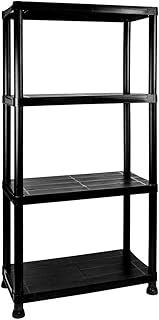 TMZ® 4 Tier 60cm Wide Heavy Duty Black Plastic Shelving Unit Storage Organiser Garage Home Pantry Racking Shelf Shelves Workbench Workman Bays Racking Tools Paint Stationary