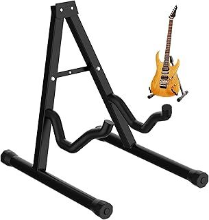 ZENO A Frame Guitar Stand | Universal Folding Electric Acoustic Bass Stand | Portable Holder for Acoustic Electric Guitar Bass | Black