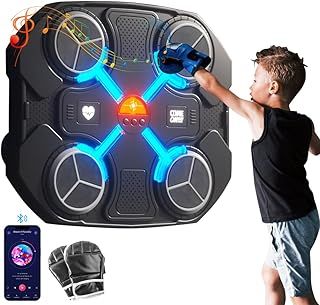 Music Boxing Machine for Kids, Smart Bluetooth Punching Machine with Gloves Wall Mounted Boxing Equipment with 3 Speed Level and USB Charging Smart Music Boxing Machine for Children Exercises