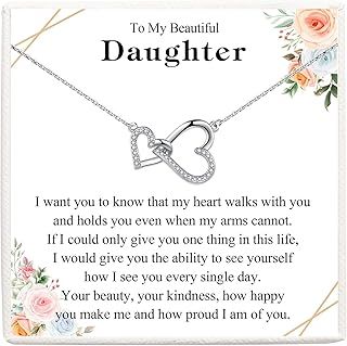 Gifts for Women Girls, Two Interlocking Hearts Pendant Necklace Jewellery Gifts for Mum Grandma Daughter Wife, Perfect Birthday Christmas Gifts Mothers Day Valentines Gifts for Her