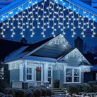 17m Christmas Icicle Lights – 480 Cool White LEDs, Snowy White Cable, 8 Lighting Modes, Energy Class A - Waterproof Low Voltage Outdoor Christmas Lights Icicle & Indoor Holiday Décor