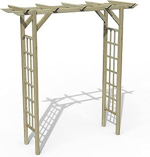 Classic Flat Top Arch Wooden with Trellis side panels