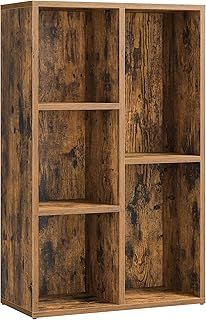 VASAGLE Bookcase, Bookshelf, Storage Shelf with 5 Compartments, Standing Shelf, Cube Shelf, for Living Room, Home Office, Dinning Room, Rustic Brown LBC025X01