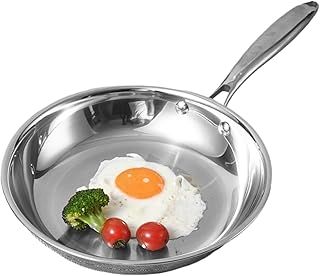 Dubbulon Stainless Steel Cookware - 20-28CM Uncoated Induction Pans | Thickened Deep Frying Pan | Ergonomic Handle Omelette Cooking