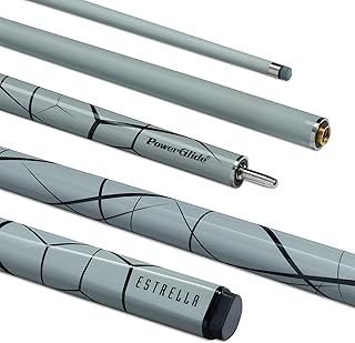 PowerGlide Snooker Pool or Billiard Cue | Fibreglass | Ultra Smooth High Gloss | 2 Piece 50/50 Joint | Grey or Black Cracked Ice | 10mm Tip | Full Size 57" | Asstd Weights 18oz & 19oz