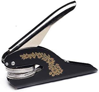 Personalised Book Embossing Stamp; Ex Libris or Library of Stamp for Book Readers, Book Collectors and Libraries. Lots of Designs to Customise with Company/Personal Name (Black & Gold)
