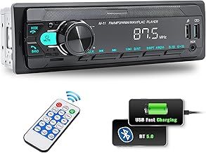 Car Stereo Bluetooth Single Din Car Stereo with Voice Assistant/Bluetooth 5.0 /MP3 Media Player with FM/7 Color Light/Car MP3 Player USB AUX Port/Audio Recording/Remote Control/USB Fast Charging