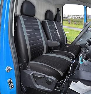 Van Seat Covers, Universal Fit Most Trucks Vans Lorry, Single & Double Car Seat Covers, 3D Stripe Print (Grey)