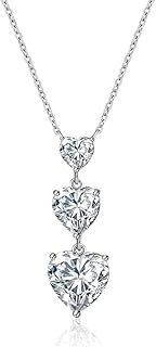 E Jewelry 925 Sterling Silver Love Heart Pendant Necklaces for Women, Dainty Womens Silver Halo Pendant Necklace with 3A Cubic Zirconia Gift Boxed