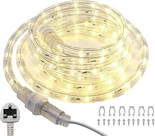 FOEERS LED Rope Lights,10FT Tube Light Plug in,Outdoor Rope Lights Waterproof for Bedroom Kitchen Deck Camping Christmas Decoration(Warm White,2800K-3000K)
