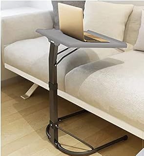 AAMEN Black and Grey Folding Laptop Table With Tilt Angle, Height Adjustable, Lightweight Portable Desk, Freestanding Jigsaw Metal Stand (W43 x D43 x H61-73cm) (Approx)
