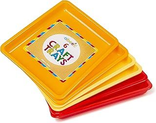 6-Piece Stackable Art Storage Organizer | Multi-Colour Craft Tray Set | Durable Wipe-Clean Plastic Trays for Kids Activities | Sensory Play & Messy Crafts | 22x28cm Sorting Containers