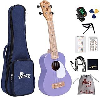 Winzz Kids Ukulele, Soprano Ukulele Beginners Set for Adults, Childs Ukulele Starter Kit with 9 Accessories, 21 Inches Ukulele Gifts, Purple Colour