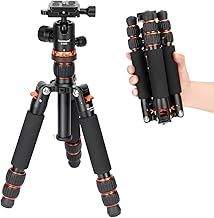 Koolehaoda 25" / 63.5cm Mini Camera Tripod Aluminum Alloy Compact Tabletop,Tripod Portable Travel Tripod with 360° Ball Head for DSLR Camera Video Camcorder, Load up to 22lbs /10kg - (TMP-223 Orange)