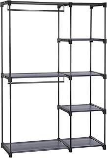 SONGMICS Freestanding Wardrobe, Foldable Closet, Coat Rack with Clothes Rails, Clothes Rack, Open Storage Wardrobe, Storage Organiser, Cloakroom, Bedroom, 43 x 112 x 165 cm, Grey RYG024G02